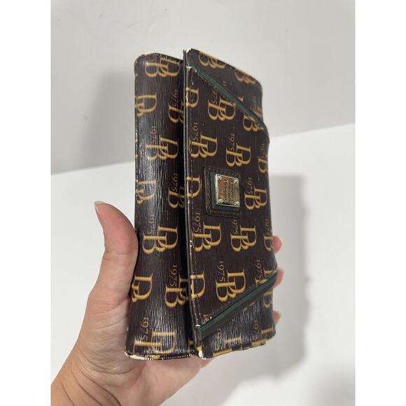 Dooney‎ & Bourke Women's 1975 Db Signature Grace Brown Green Wallet VTG RARE - Picture 4 of 11